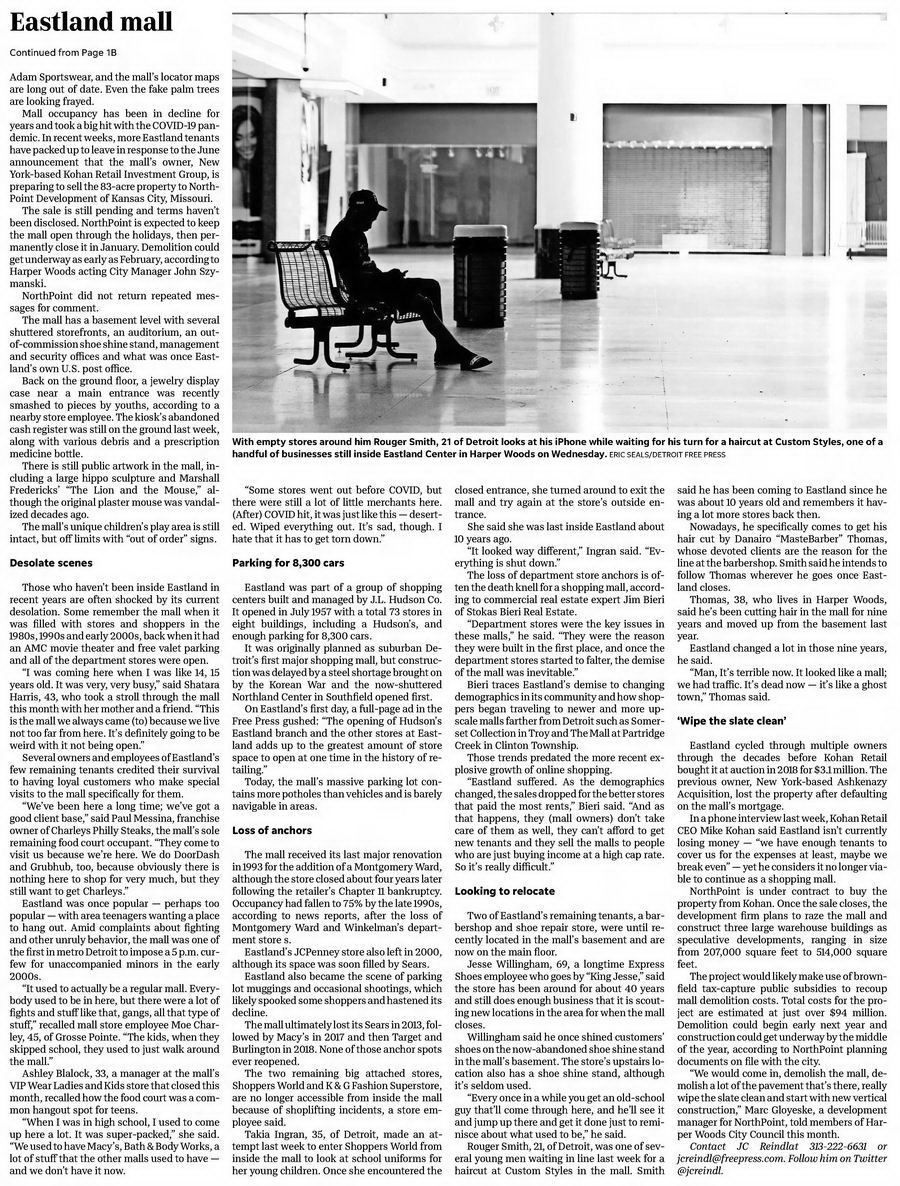 Eastland Center (Eastland Shopping Center, Eastland Mall) - 2021 Article (newer photo)